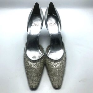 Stuart Weitzman Silver Dress Wedding  3" heel Size 7.5 N